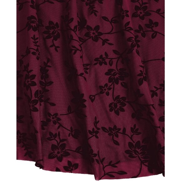 Women Red 100% Polyester Long Maxi Gothic Flowy Boho Floral Print Mesh Skirts - Picture 6 of 7